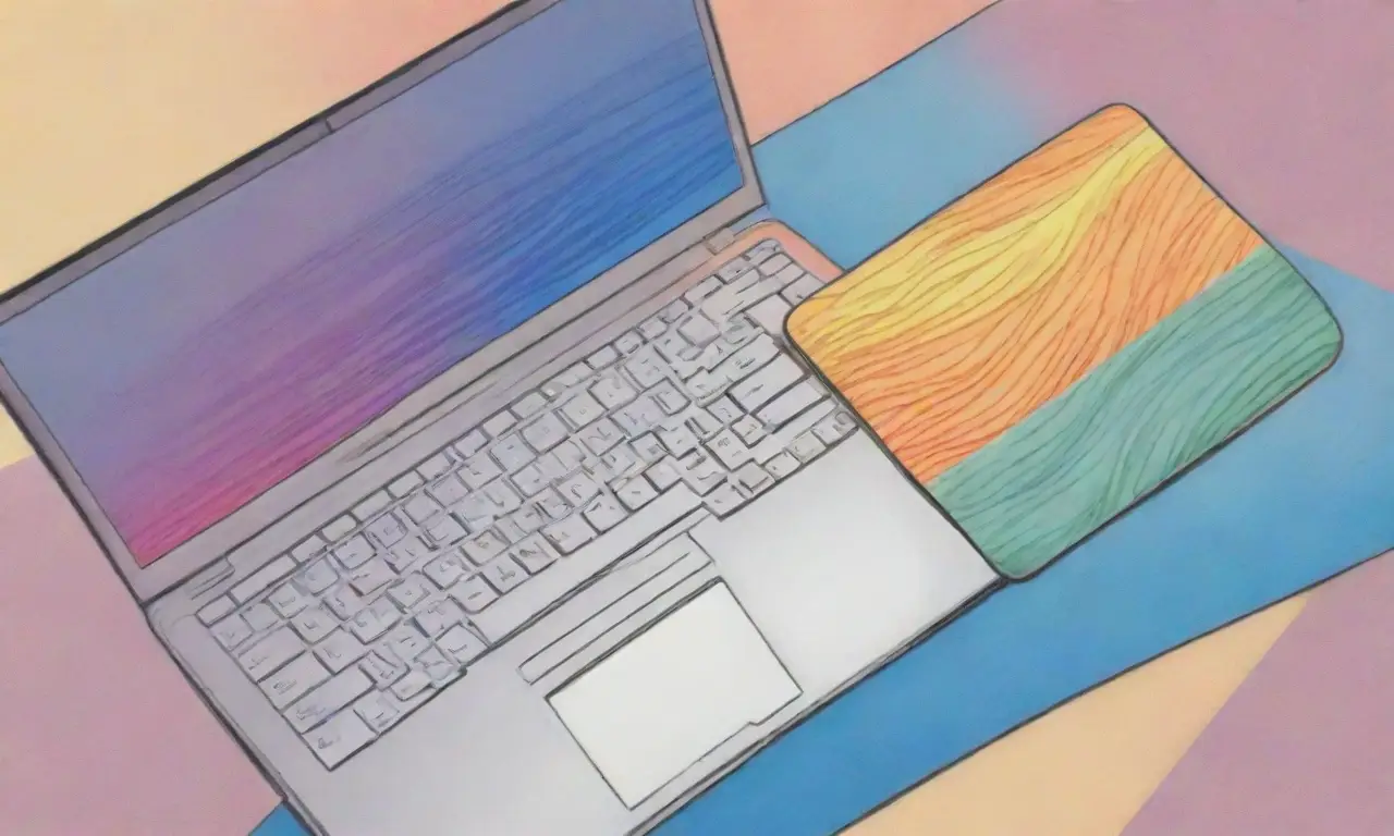 Un diseño de laptop elegante con colores vibrantes y detalles intrincados