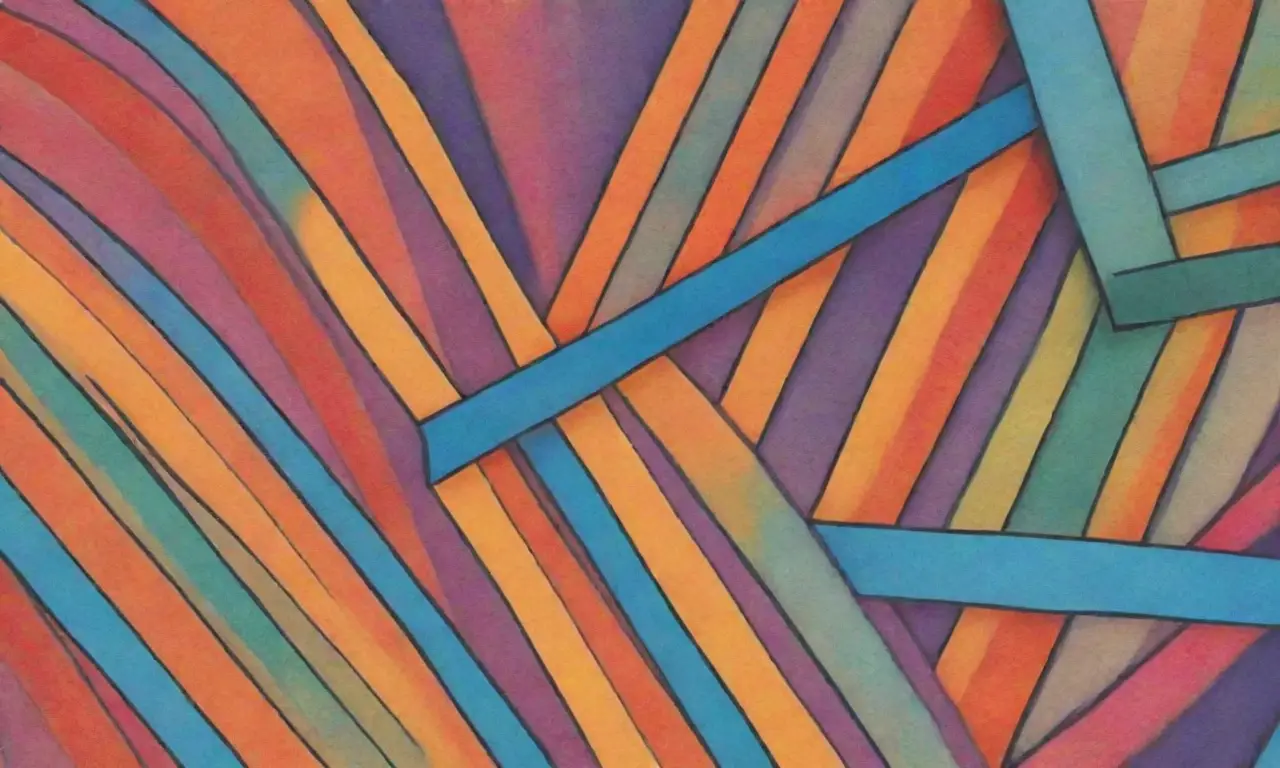 Líneas audaces y colores vibrantes crean una composición dinámica y compleja