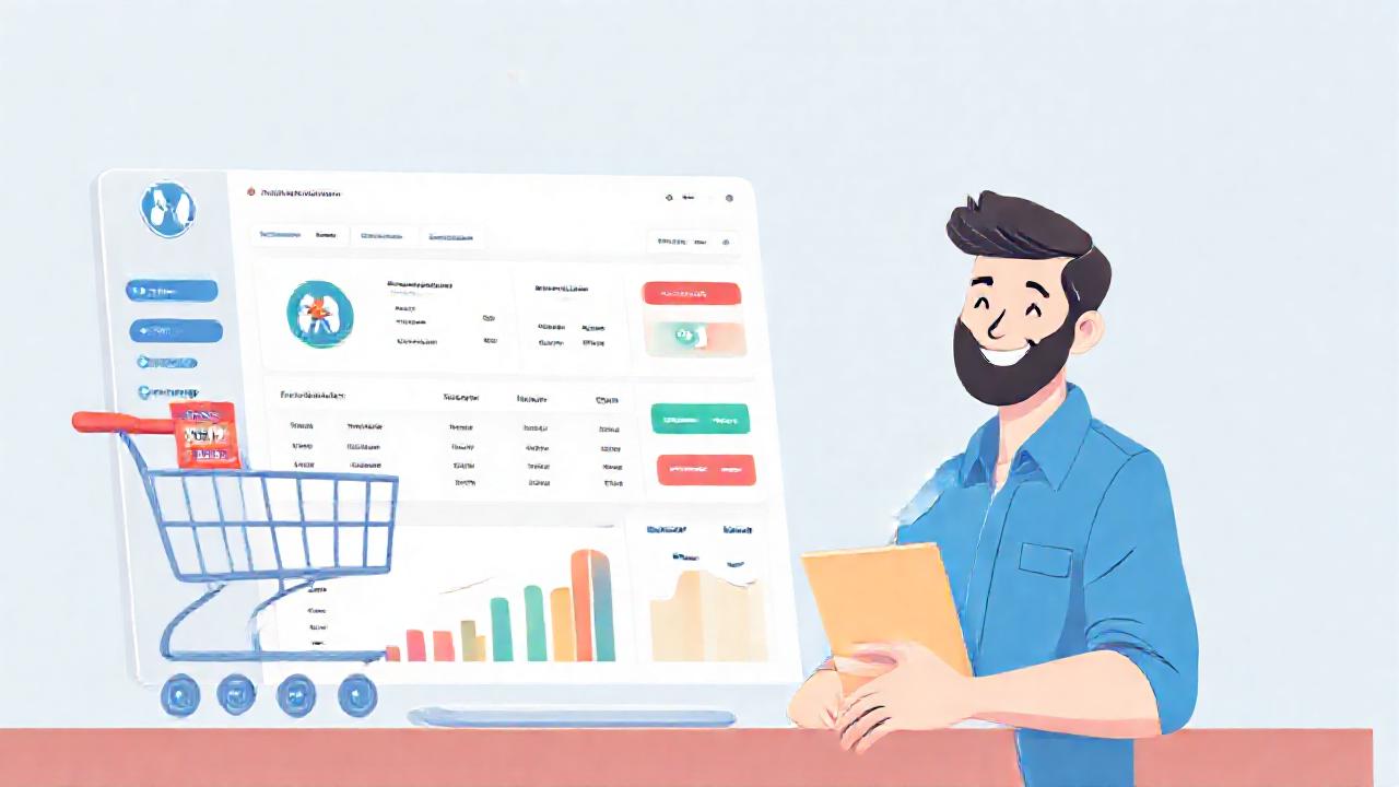 Una ilustración digital muestra comercio online brillante