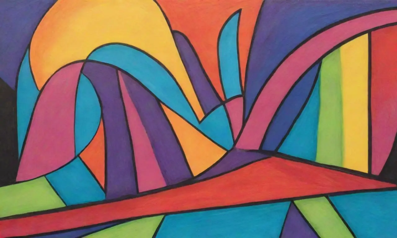 Colores vibrantes y formas orgánicas crean una composición moderna y dinámica
