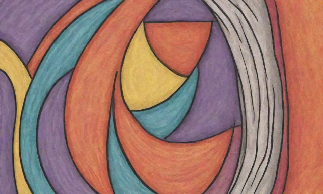 Una composición dinámica y equilibrada combina líneas, texturas y colores para crear profundidad y movimiento