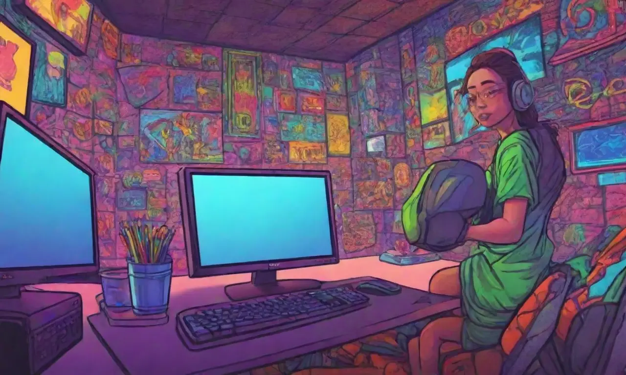 Una escena de juego dinámica con colores vibrantes, sombras intrincadas y detalles que transmiten emoción y competencia
