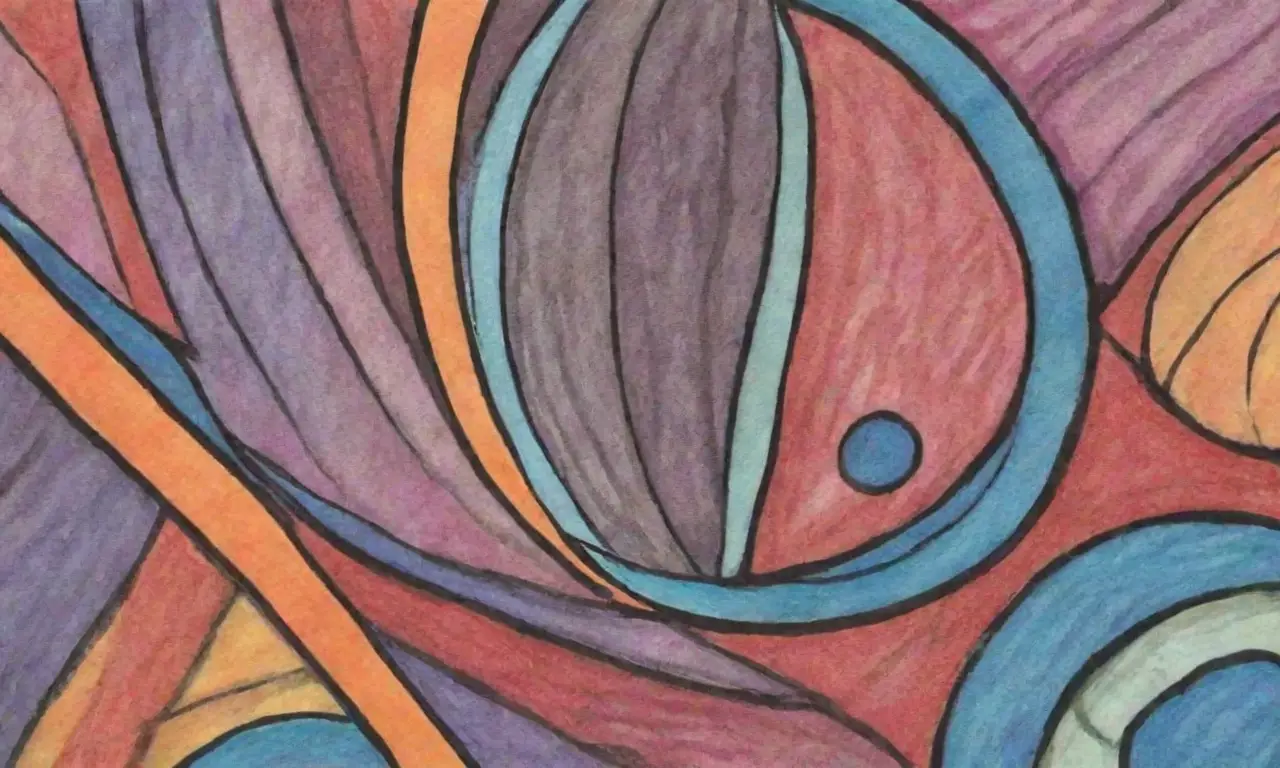 El dibujo combina líneas audaces, sombras suaves, texturas intrincadas y colores vibrantes para crear una composición dinámica y equilibrada