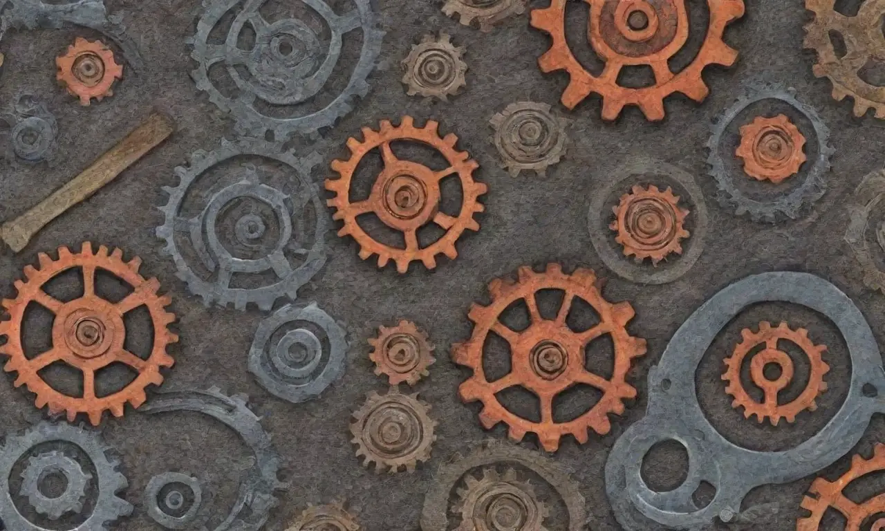 Un diseño vibrante y detallado que combina herramientas, texturas y colores para crear profundidad y energía