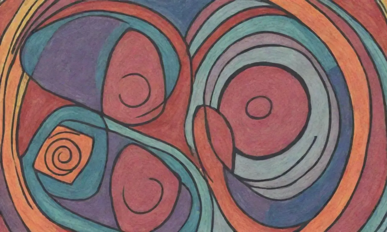 La obra combina líneas audaces, sombras suaves, texturas intrincadas y colores vibrantes para crear una composición dinámica y armoniosa
