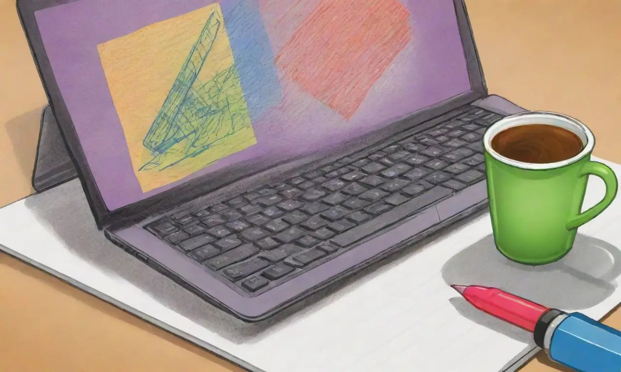 Una laptop con sombras suaves, detalles intrincados y una paleta de colores vibrantes