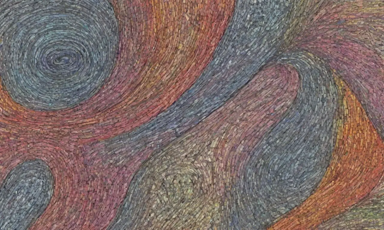 Un diseño visualmente complejo y equilibrado que resalta la información clave con colores vibrantes y sombras intrigantes