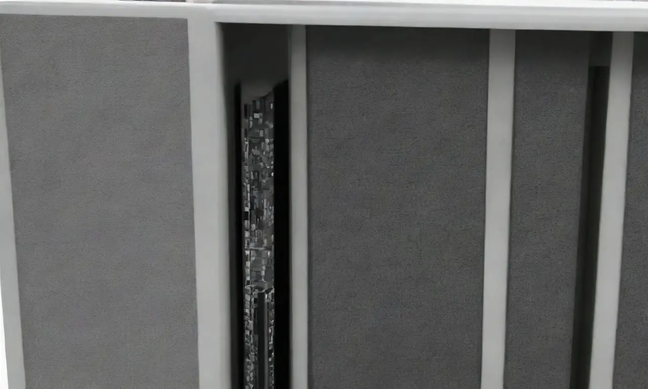 Un rack de servidores con líneas definidas, texturas intrincadas y una composición dinámica que evoca profesionalismo