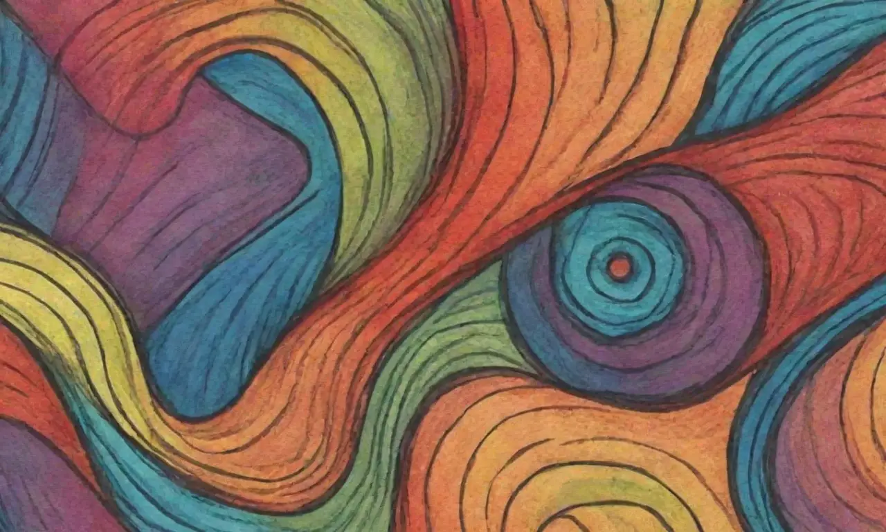 Colores vibrantes y formas dinámicas crean una composición armoniosa y compleja