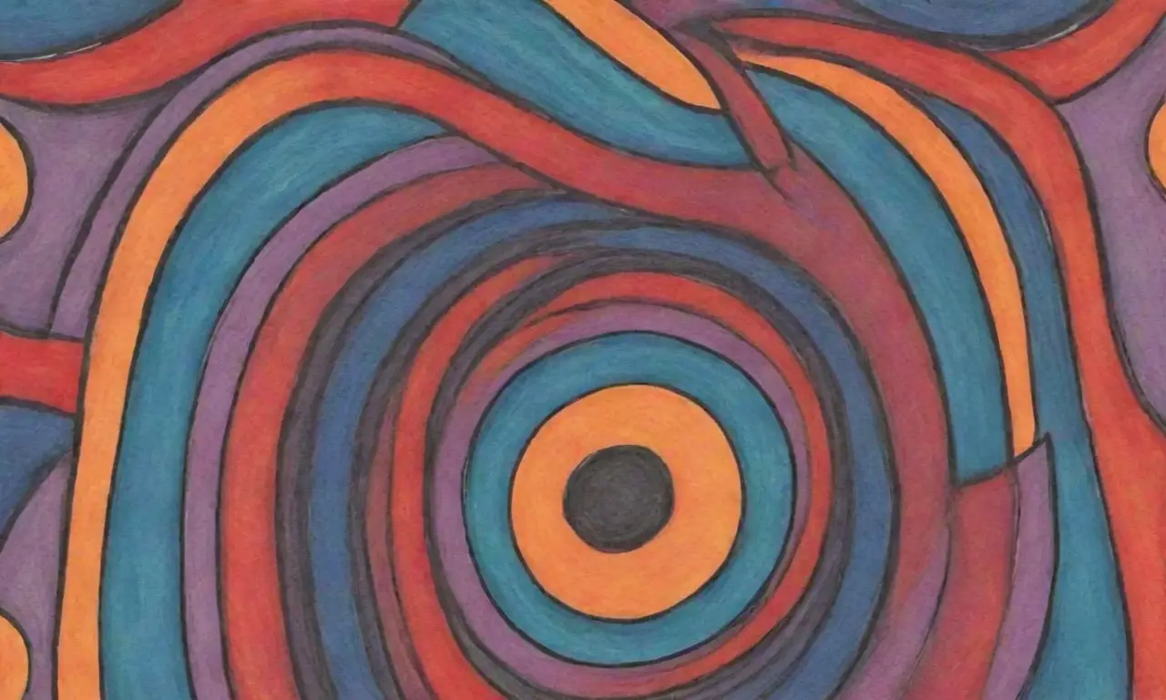 Líneas y colores diversos crean una composición dinámica y emocional