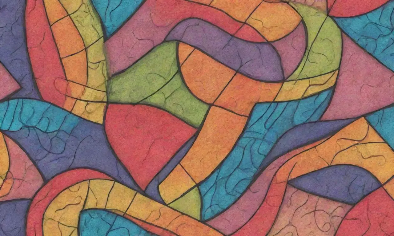 Colores vibrantes, líneas definidas y texturas crean una composición visual rica y dinámica