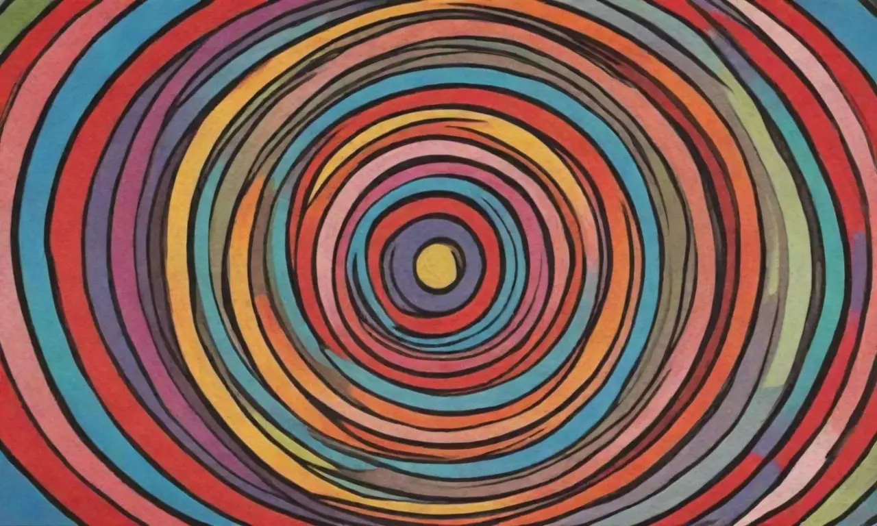 Líneas audaces y colores vibrantes crean una composición dinámica y compleja