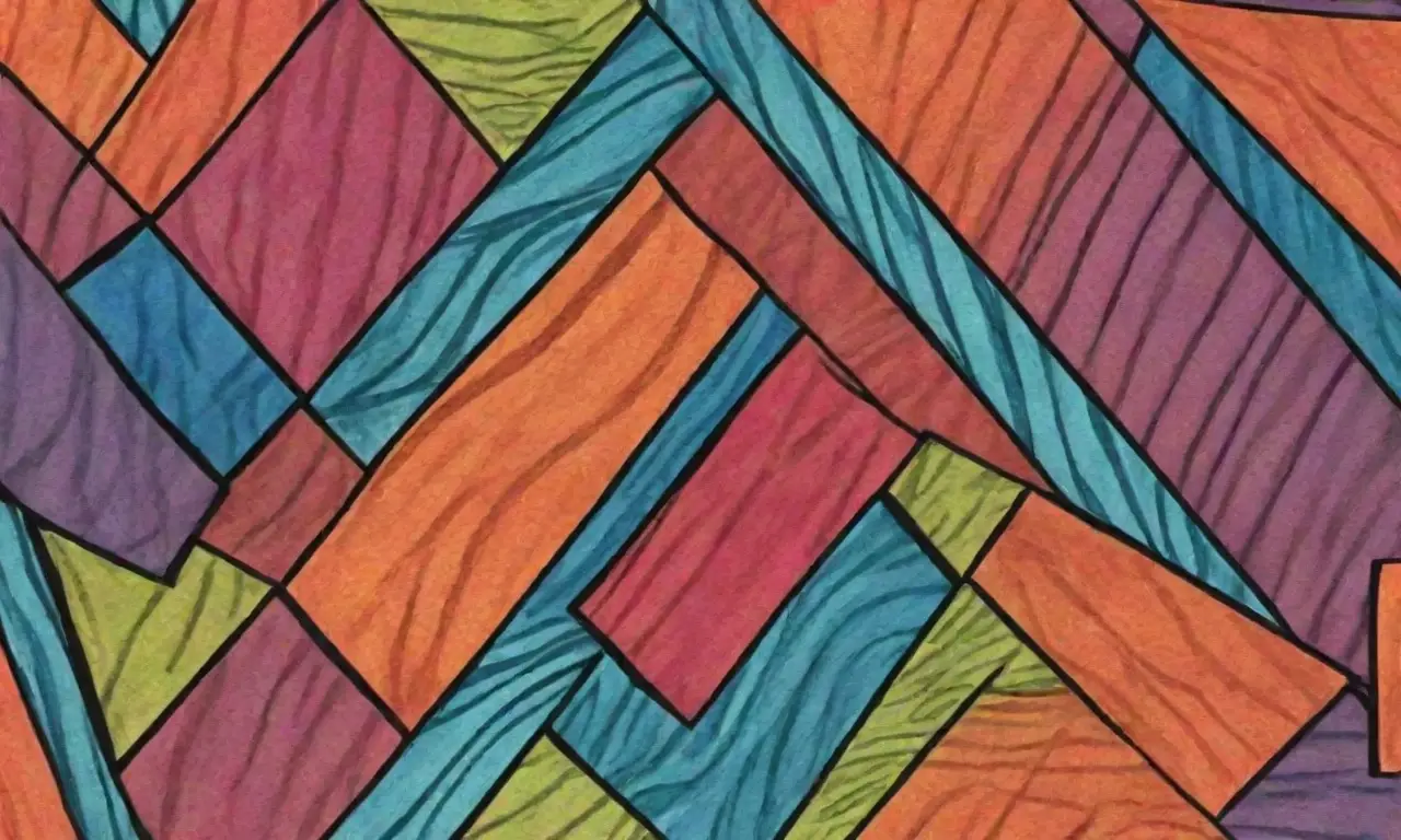 Líneas audaces y colores vibrantes crean una composición dinámica y armoniosa