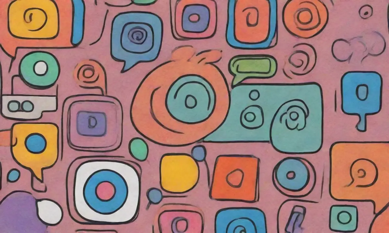 Iconos de redes sociales con líneas audaces y colores vibrantes crean una composición dinámica y armoniosa