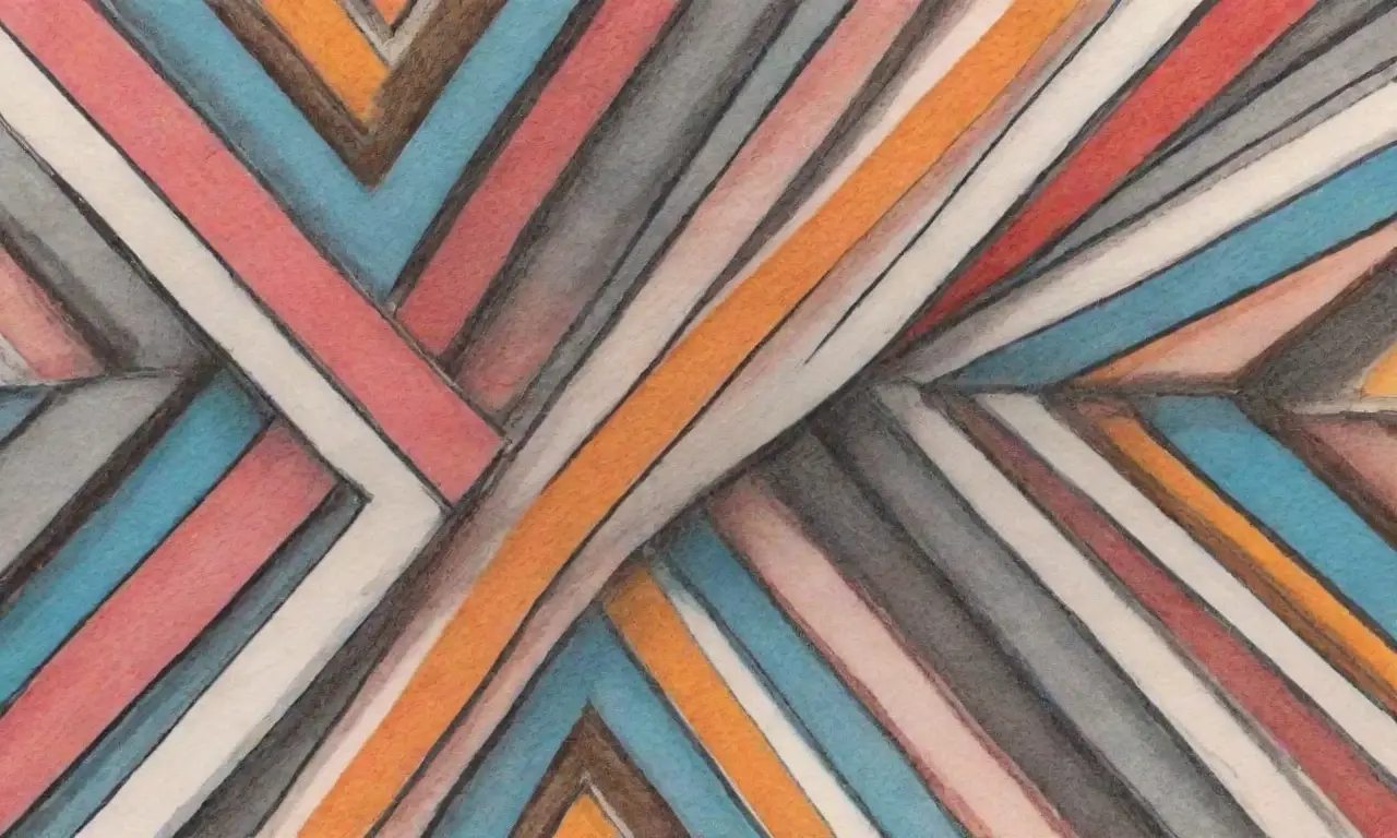 El diseño combina líneas, texturas y colores para crear profundidad y dinamismo visual