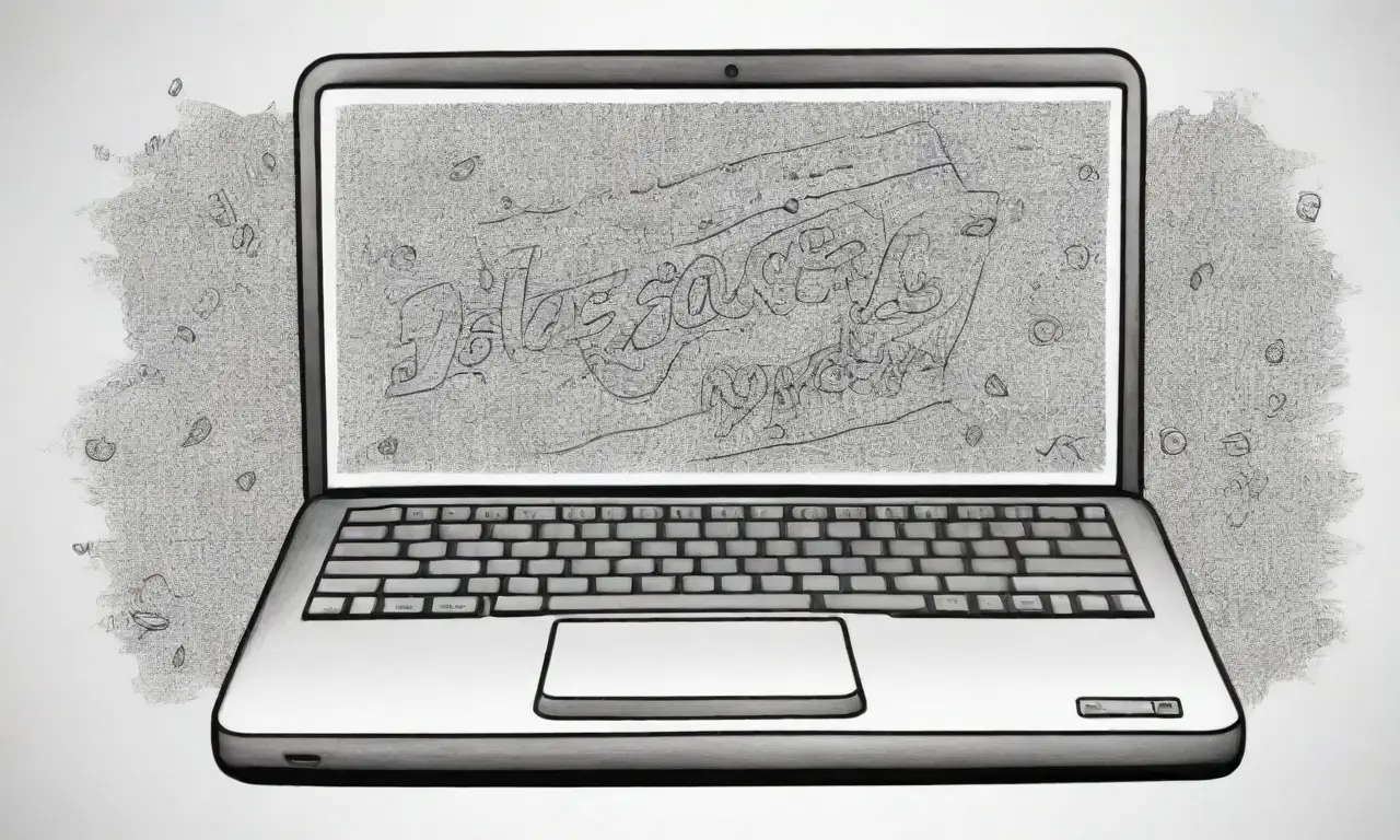 Un diseño de laptop con líneas audaces, sombras suaves, colores vibrantes y elementos complejos en un fondo texturizado