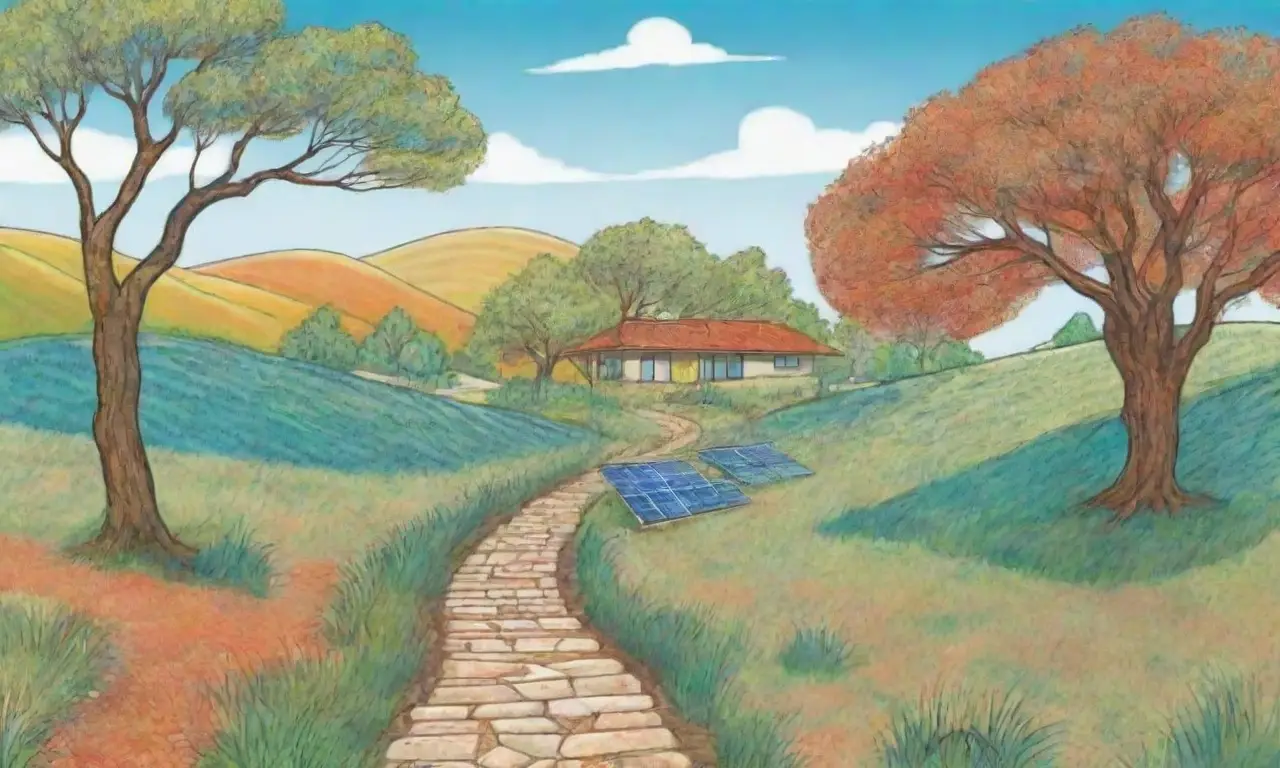Un paisaje vibrante que fusiona naturaleza y tecnología en armonía