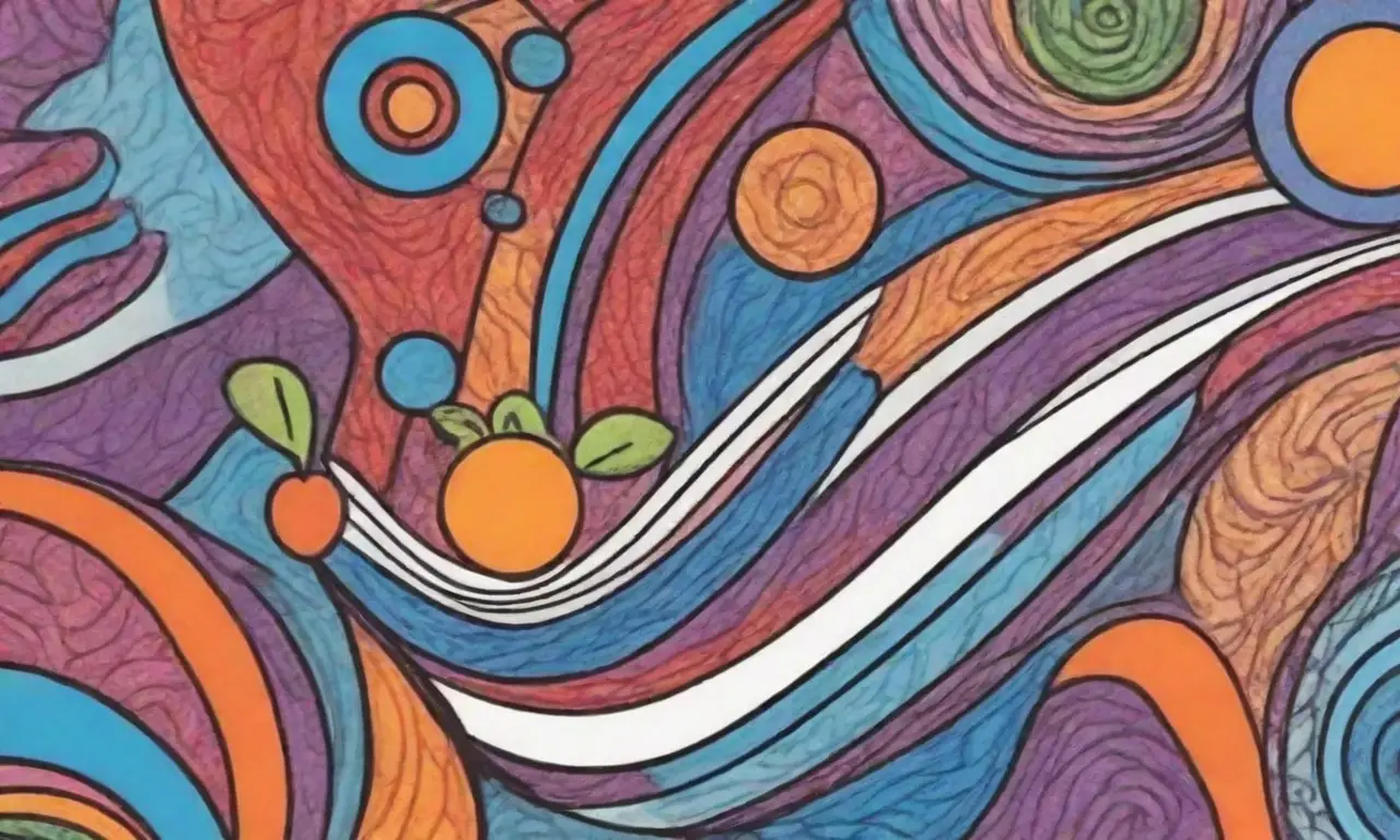 Líneas y colores contrastantes representan ingresos, desafíos y estrategias en una composición armoniosa