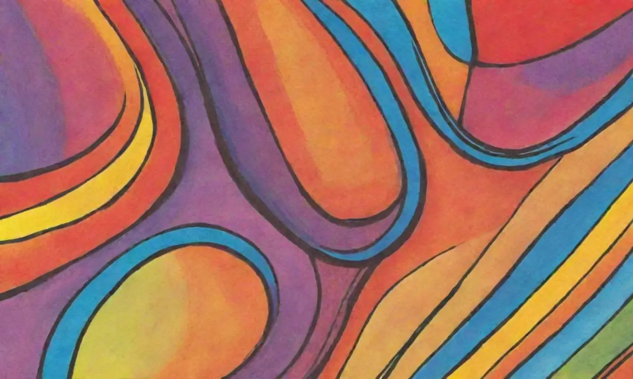 Colores vibrantes y formas definidas crean una composición dinámica y emocional