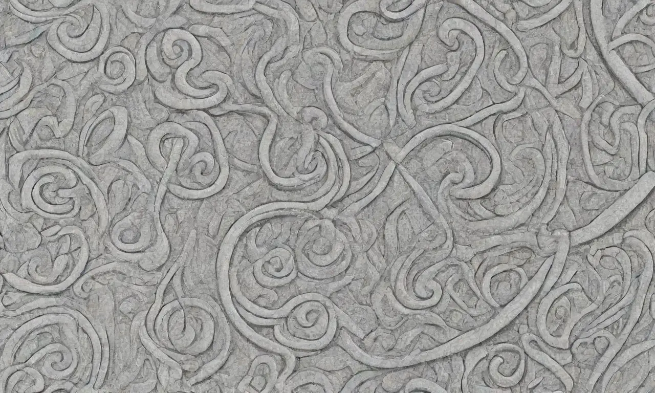 El diseño combina líneas intrincadas, sombras suaves, texturas contrastantes y colores vibrantes para crear profundidad y dinamismo