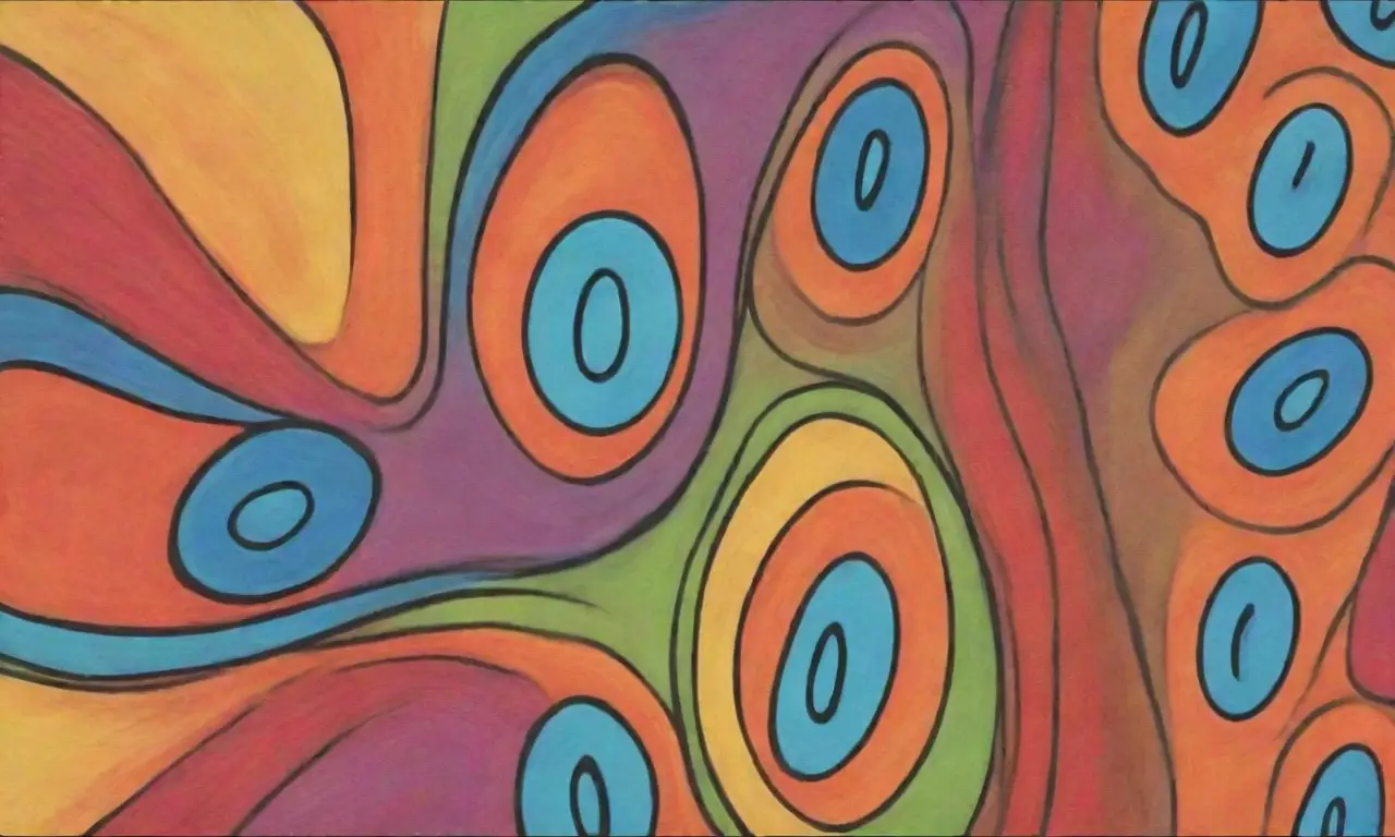 Colores vibrantes y formas dinámicas se combinan en una composición armoniosa y llena de detalles