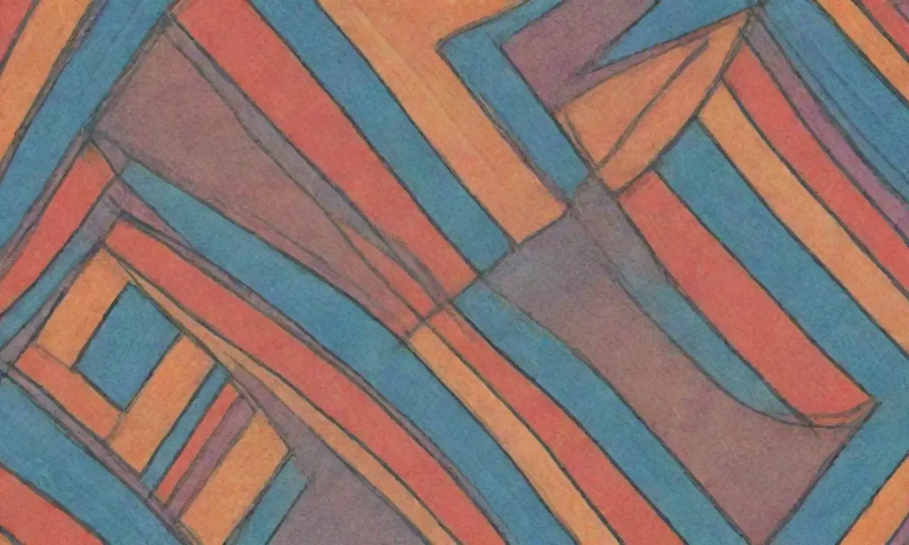 Líneas y colores contrastantes crean una composición compleja y armónica que resalta un mensaje central