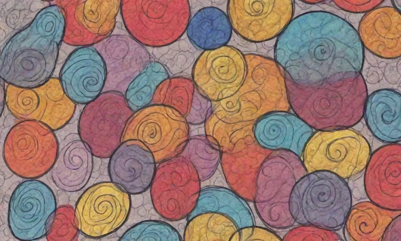 Líneas y colores diversos crean una composición visualmente rica y atractiva