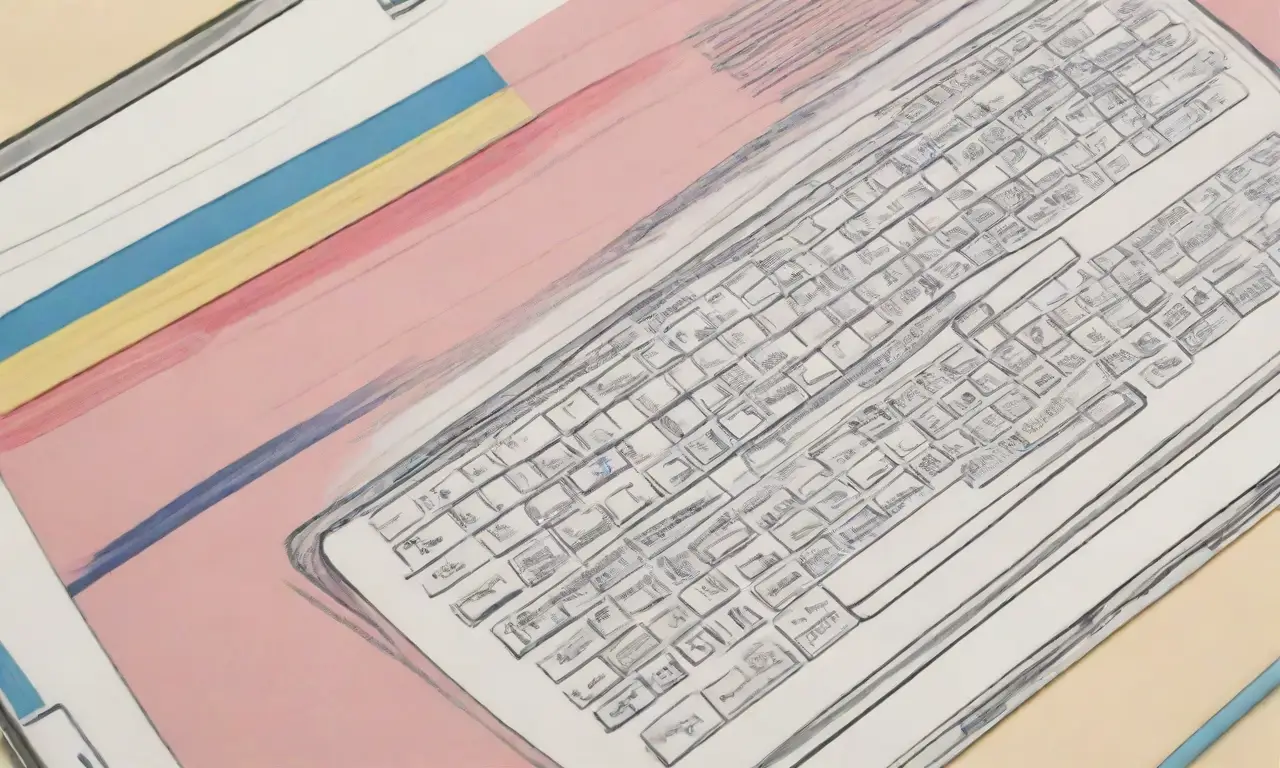 Un diseño vibrante y equilibrado resalta un laptop con detalles intrincados y elementos visuales dinámicos