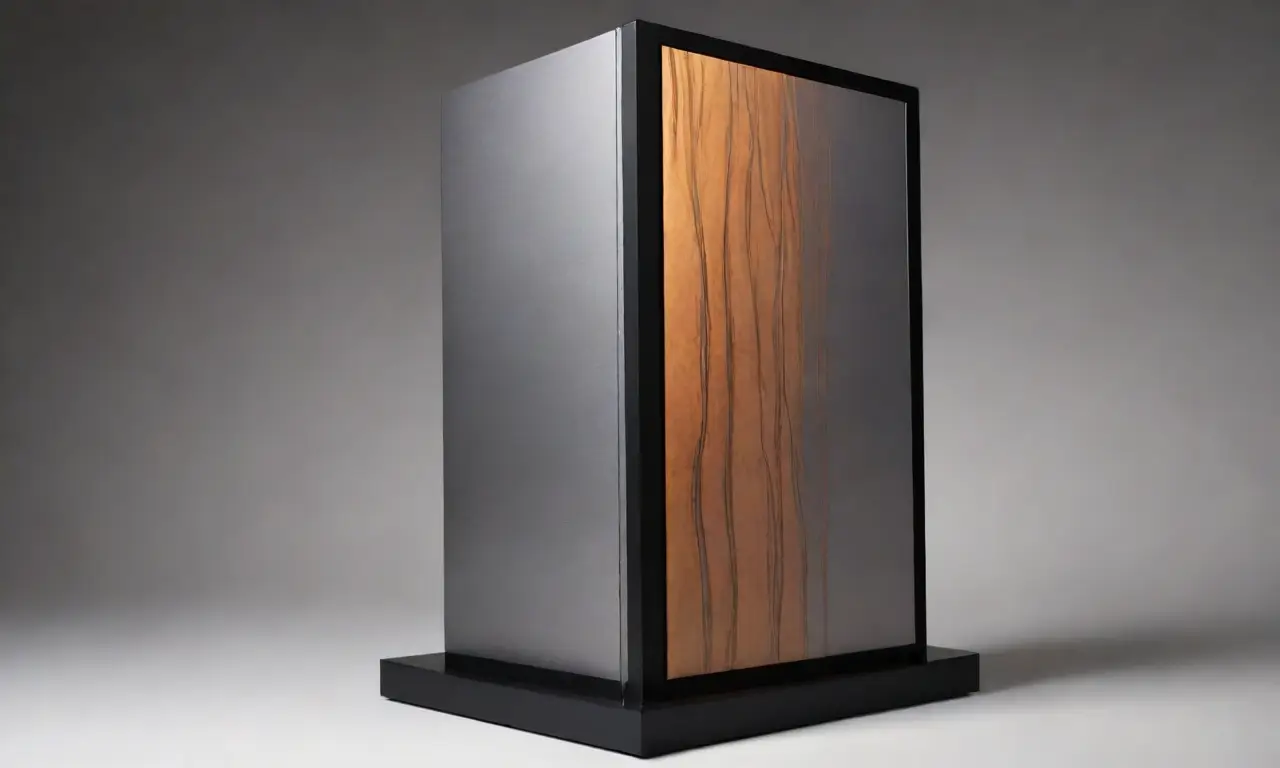 Un diseño de torre de servidor destaca por líneas audaces, sombras suaves y texturas metálicas que sugieren profesionalismo y conectividad
