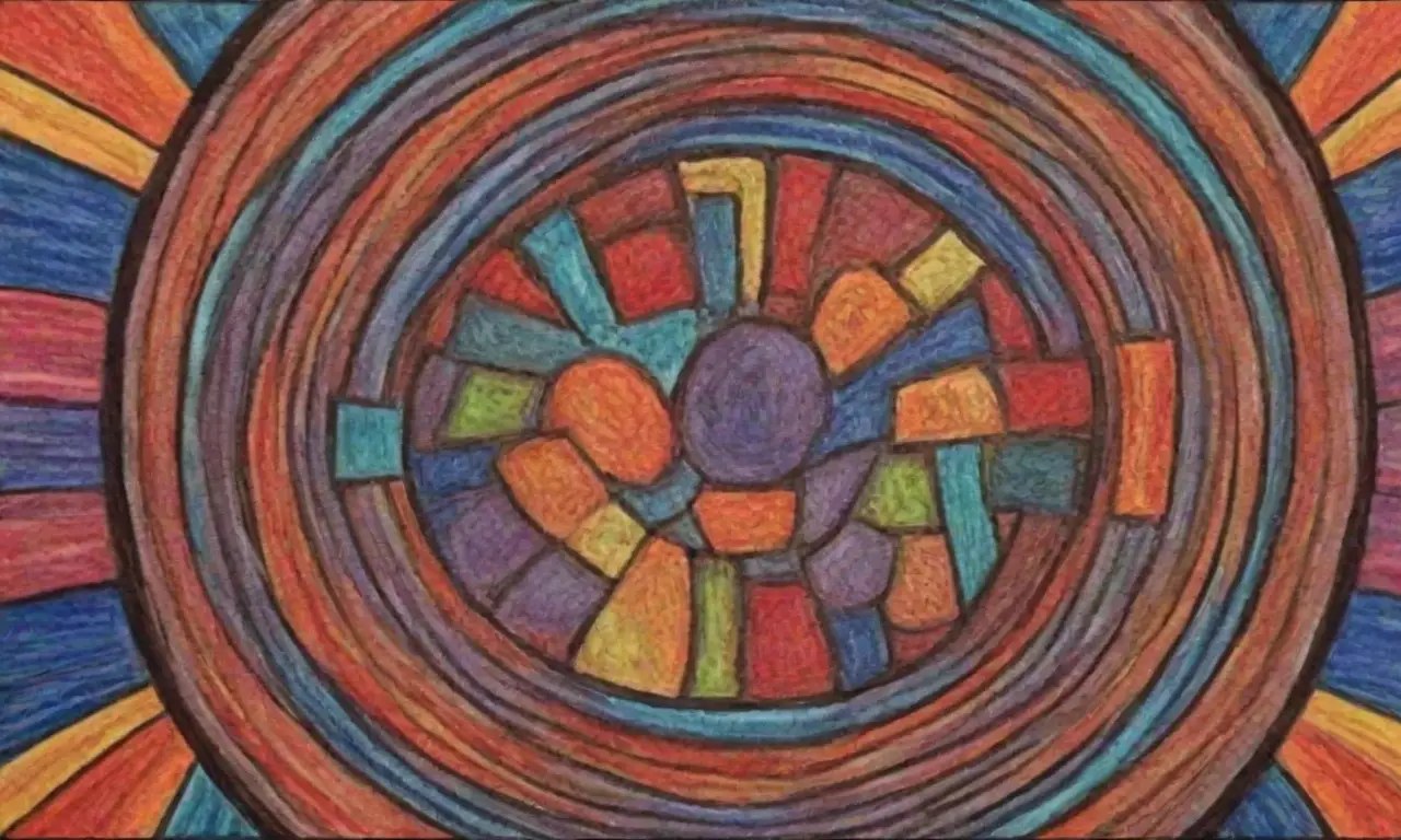 Una composición dinámica y compleja combina líneas, colores y texturas para atraer la atención y evocar emociones