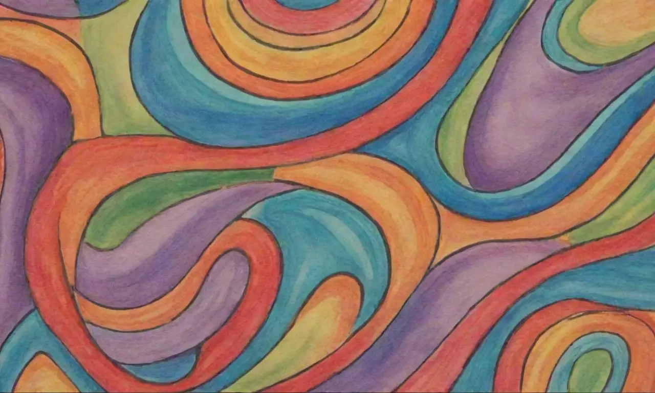 Colores vibrantes y formas definidas crean una composición armoniosa y dinámica