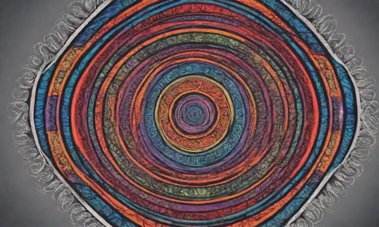 El diseño combina líneas audaces, gradientes suaves, texturas intrincadas y colores vibrantes para crear una composición dinámica y unificada