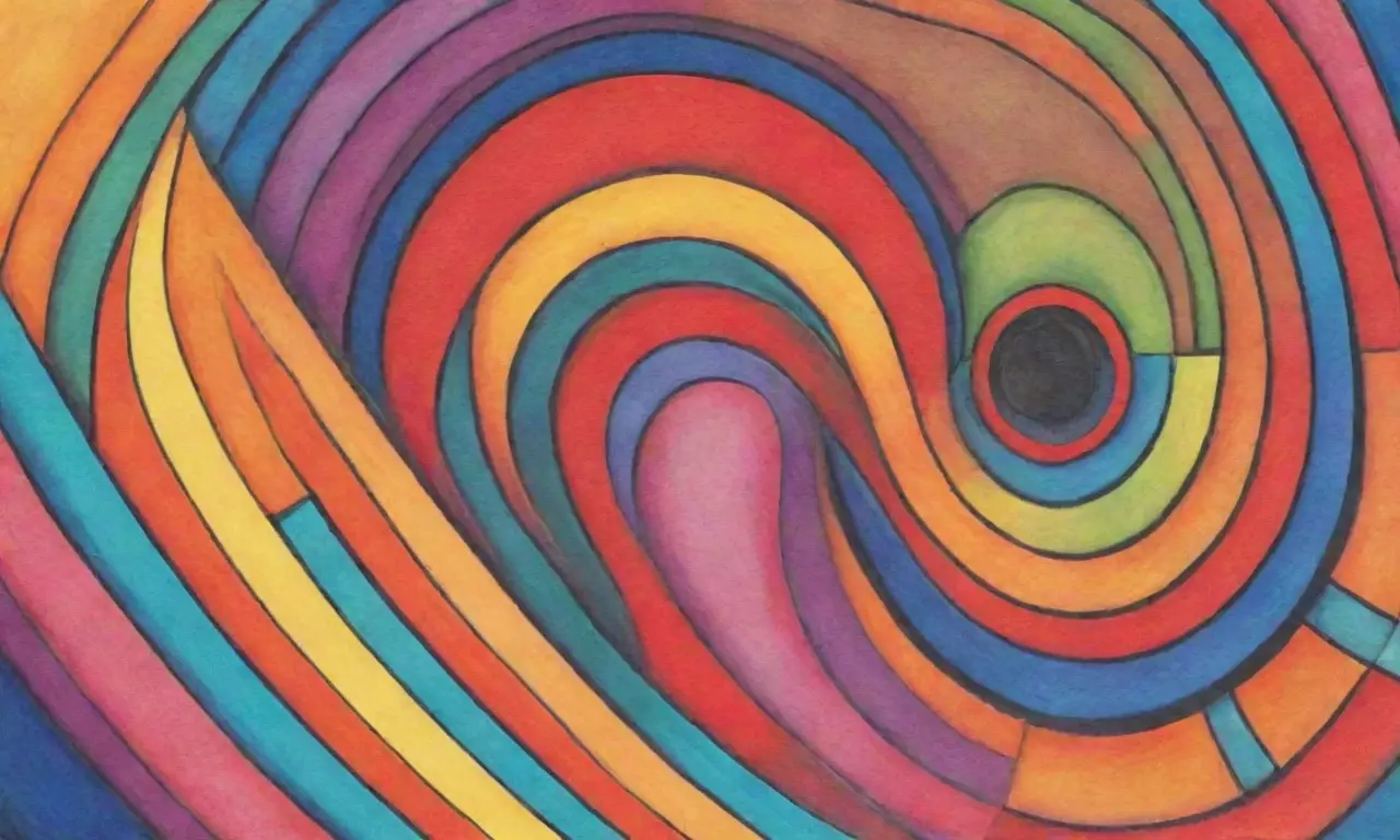 Colores vibrantes, líneas audaces y patrones intrincados crean una composición visualmente atractiva y dinámica