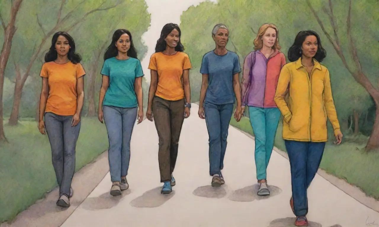 Un dibujo vibrante y dinámico que combina líneas, texturas y colores para transmitir emoción y conexión entre las figuras y el entorno