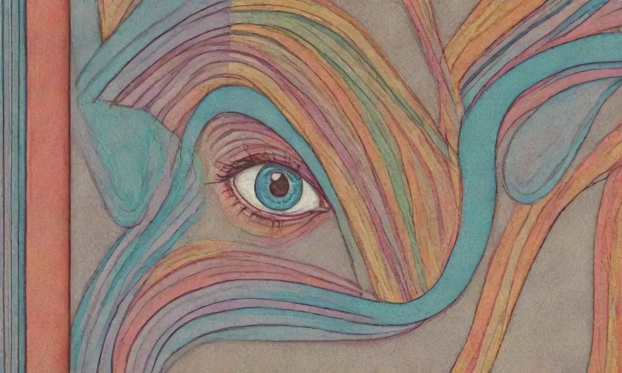 Un gráfico central con líneas audaces, sombras suaves, texturas intrincadas y colores vibrantes crea una composición armoniosa y dinámica