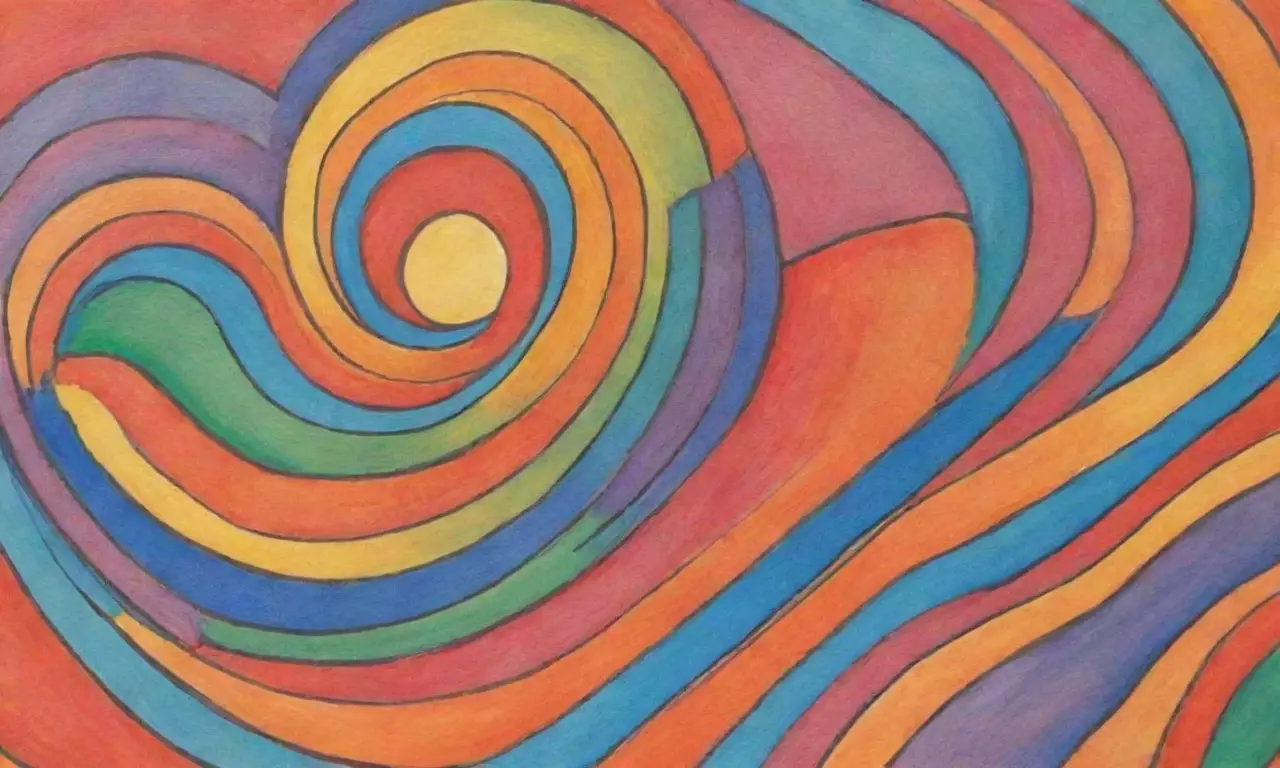 Colores vibrantes y formas armoniosas crean una composición dinámica y cautivadora