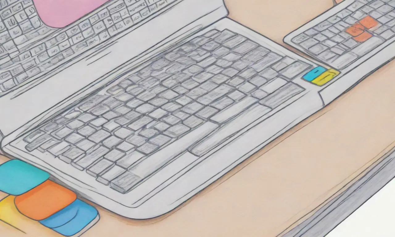 Un diseño de laptop con líneas audaces, sombras suaves, colores vibrantes y detalles intrincados