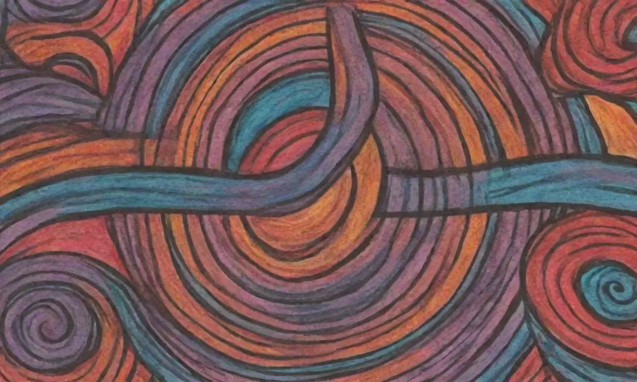 Una composición visual rica y dinámica que combina líneas, colores y texturas para guiar la atención y evocar movimiento
