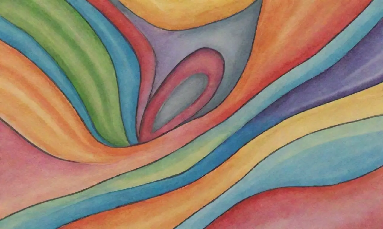 Líneas dinámicas y colores contrastantes crean una composición rica y atractiva que guía al espectador