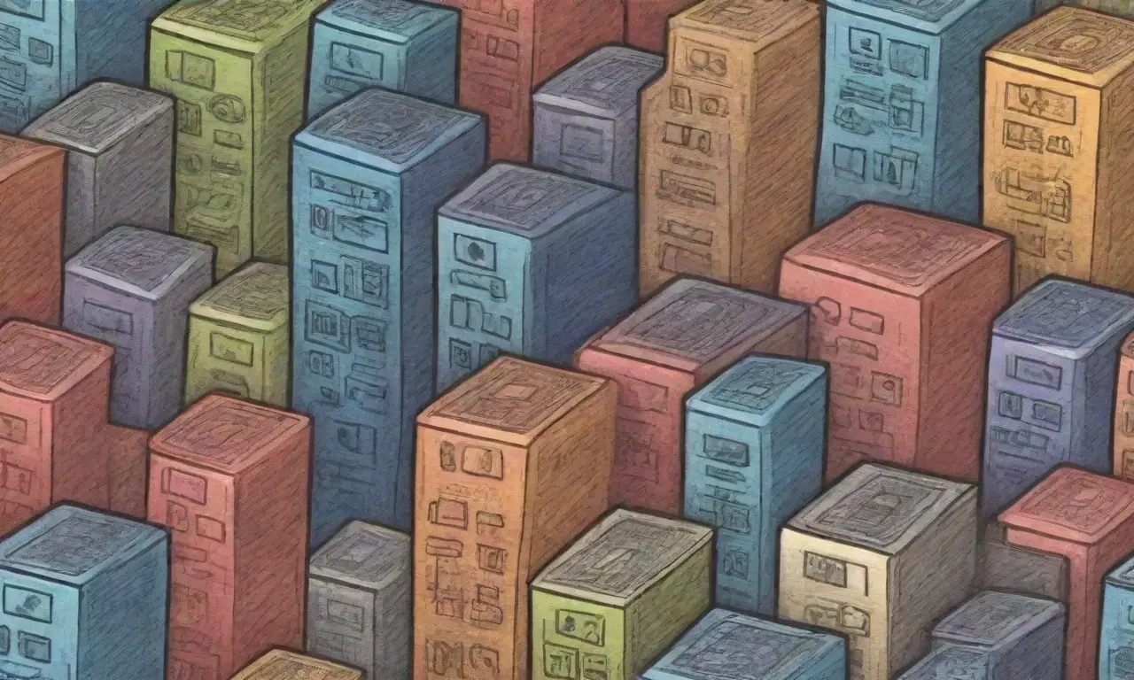 Líneas, sombras y colores crean una representación visual compleja y dinámica de diferentes tipos de hosting