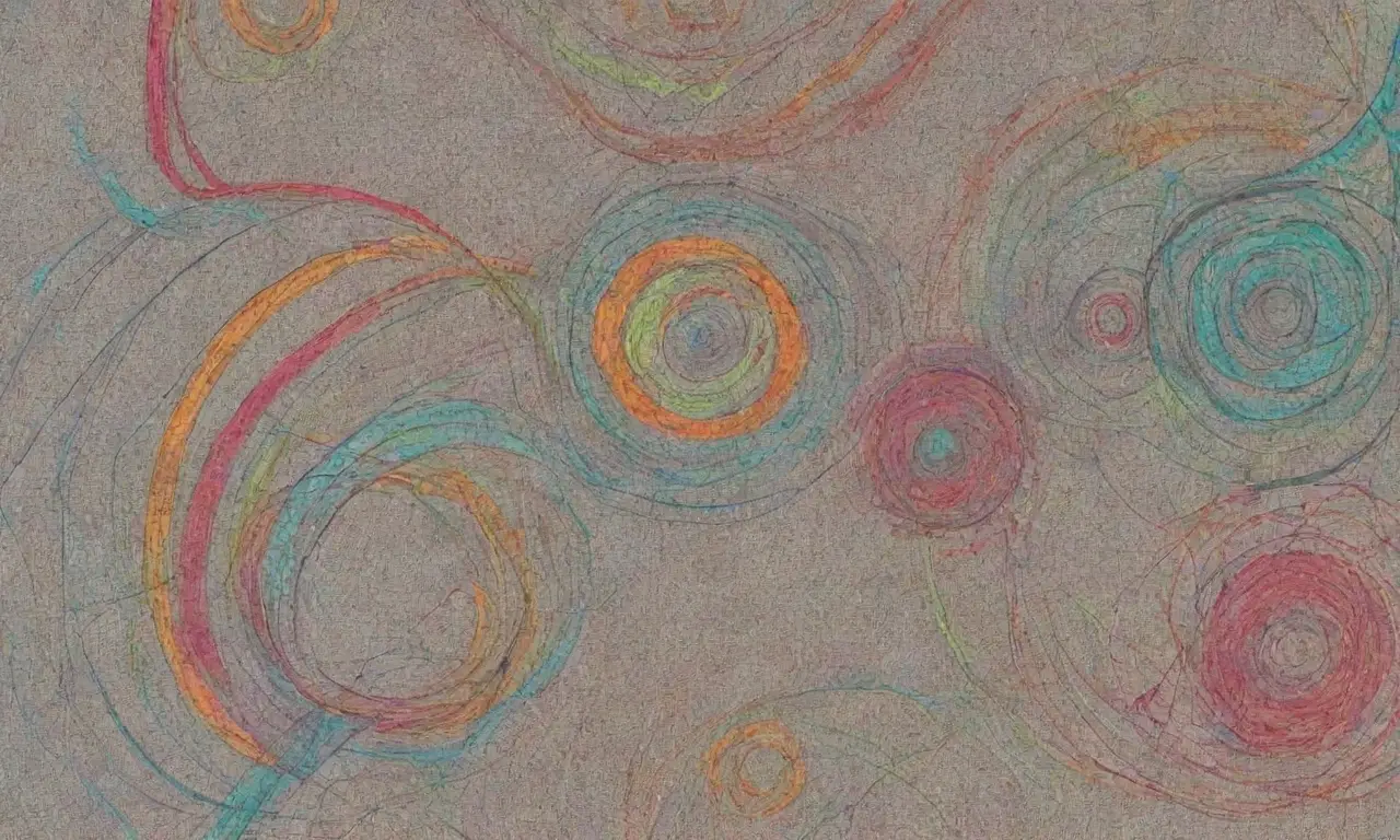 Un diseño gráfico complejo resalta tendencias del mercado mediante líneas intrincadas, colores contrastantes y una composición equilibrada