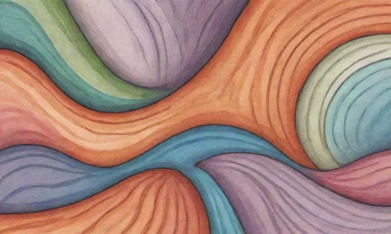 Una composición vibrante y dinámica con líneas, texturas y colores que crean profundidad y equilibrio visual