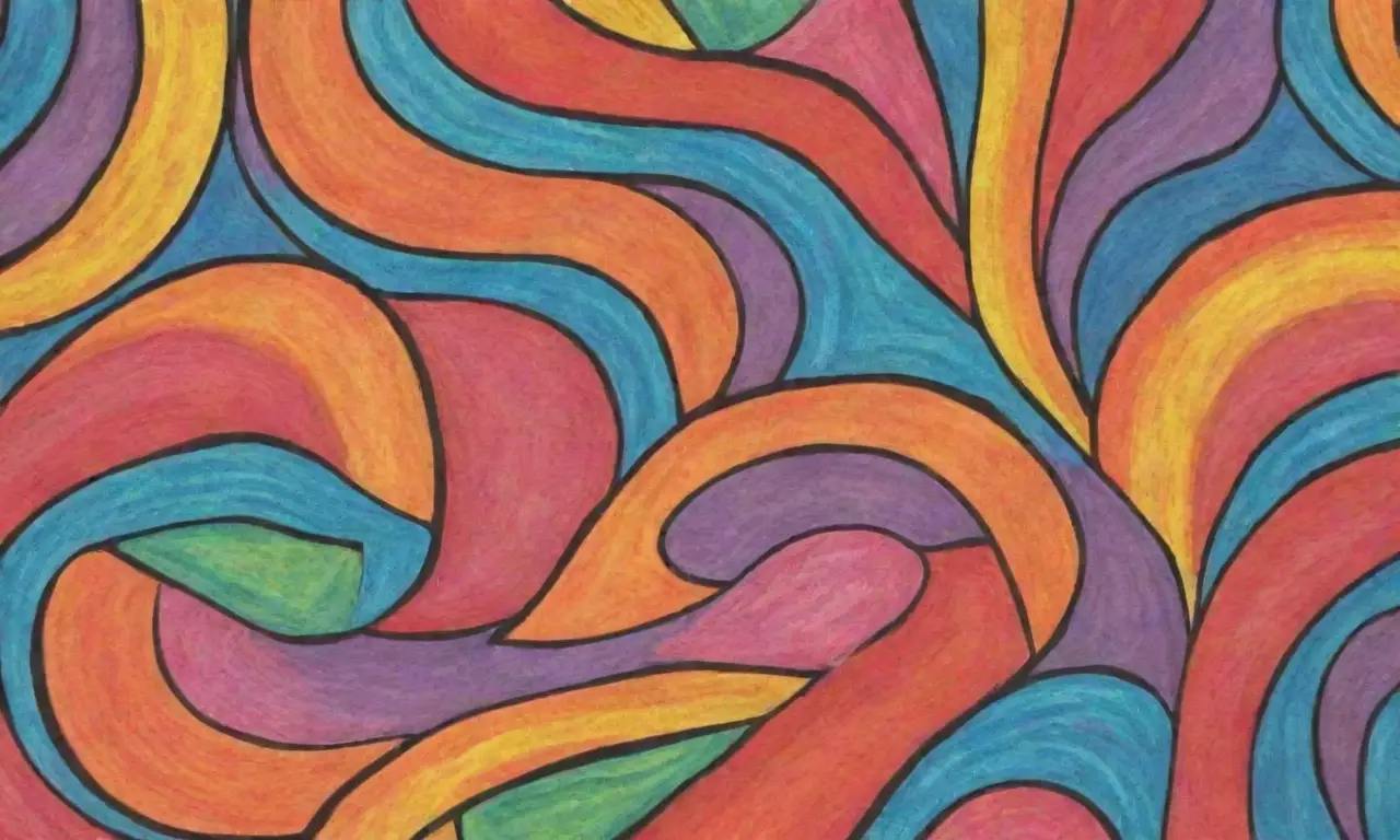 Colores vibrantes y formas dinámicas se entrelazan en una composición creativa y equilibrada