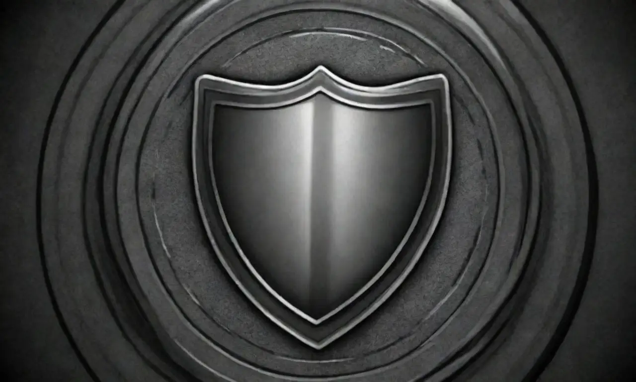 Un escudo con líneas audaces, sombras suaves, patrones intrincados y colores vibrantes sugiere seguridad y organización