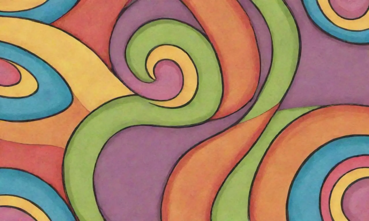 Colores vibrantes y formas variadas crean una obra visualmente dinámica y armoniosa