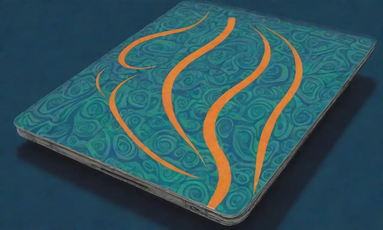 Un diseño de laptop elegante con colores vibrantes y detalles intrincados