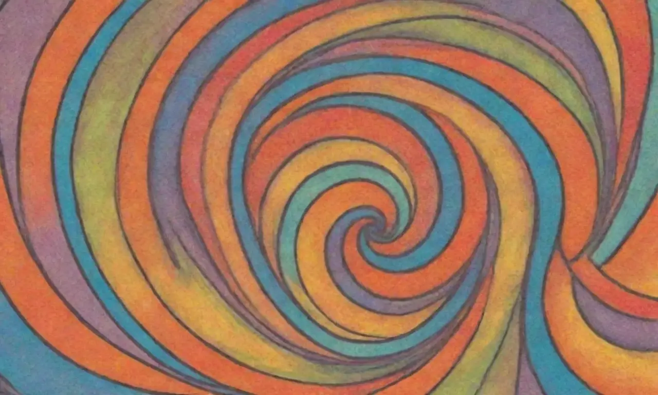 El diseño combina líneas, colores vibrantes y texturas para crear profundidad y movimiento