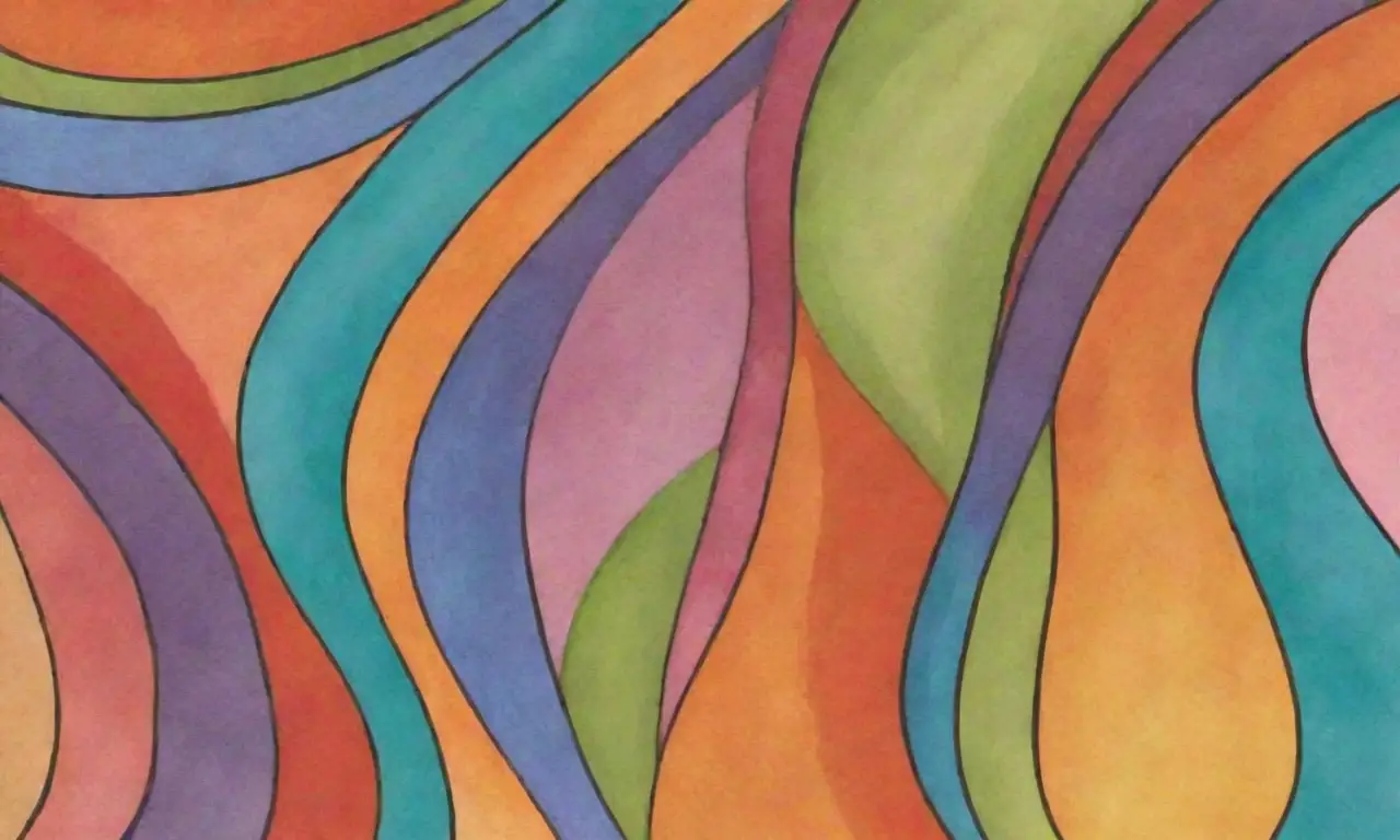 Líneas audaces, colores vibrantes y patrones intrincados crean una composición dinámica y armoniosa