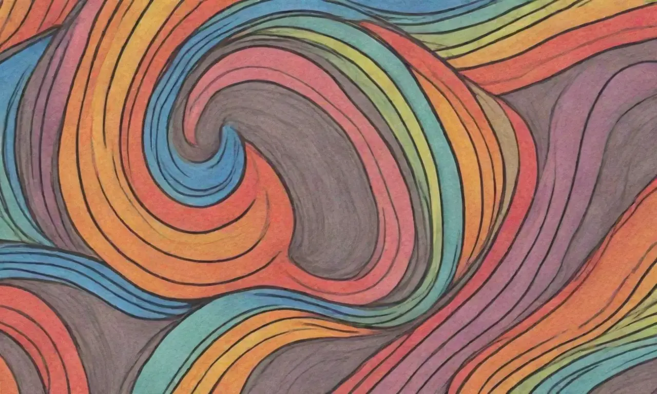 El diseño combina líneas, sombras, texturas y colores para crear una composición dinámica y armoniosa