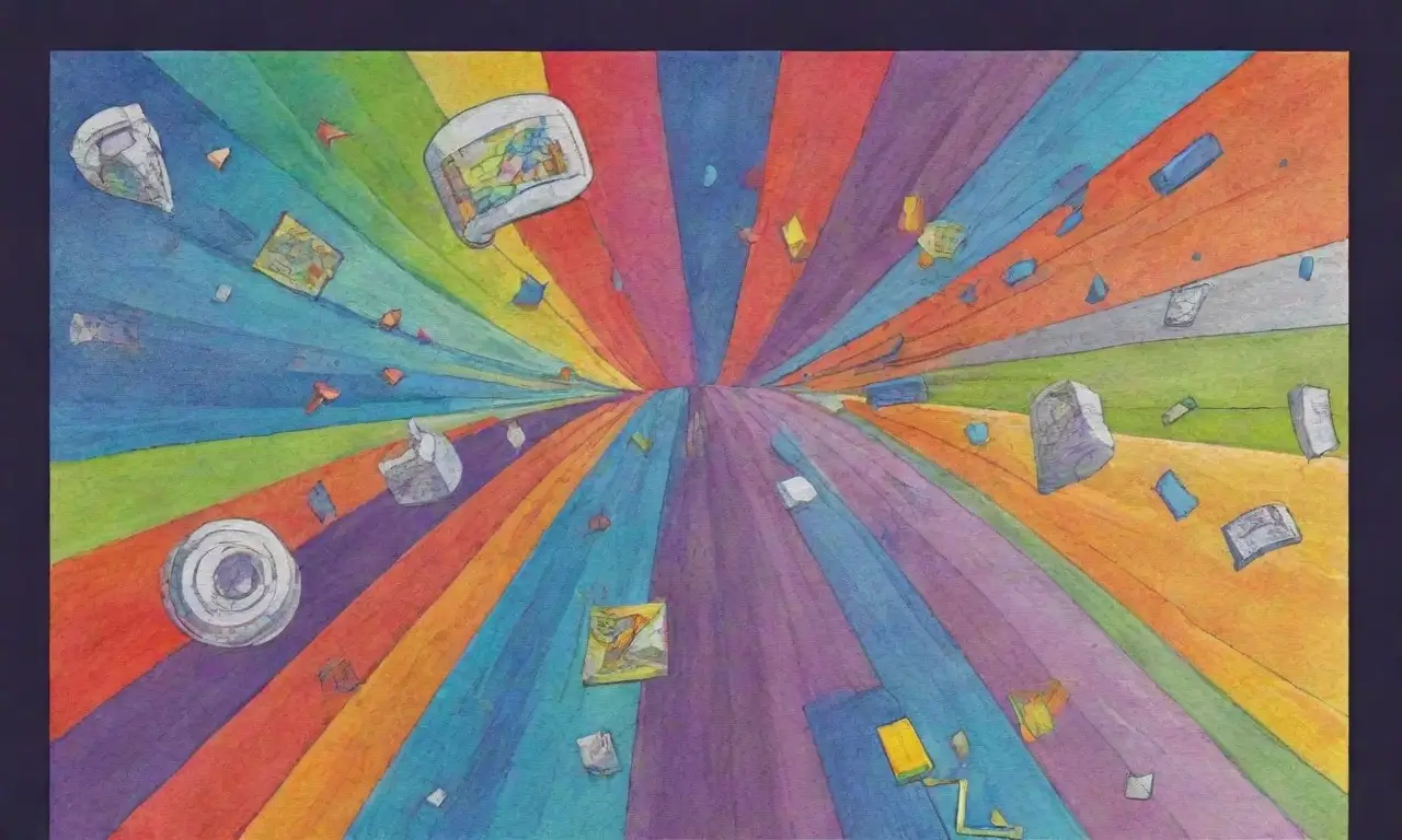 Elementos visuales como líneas, colores y texturas representan herramientas digitales y métricas clave